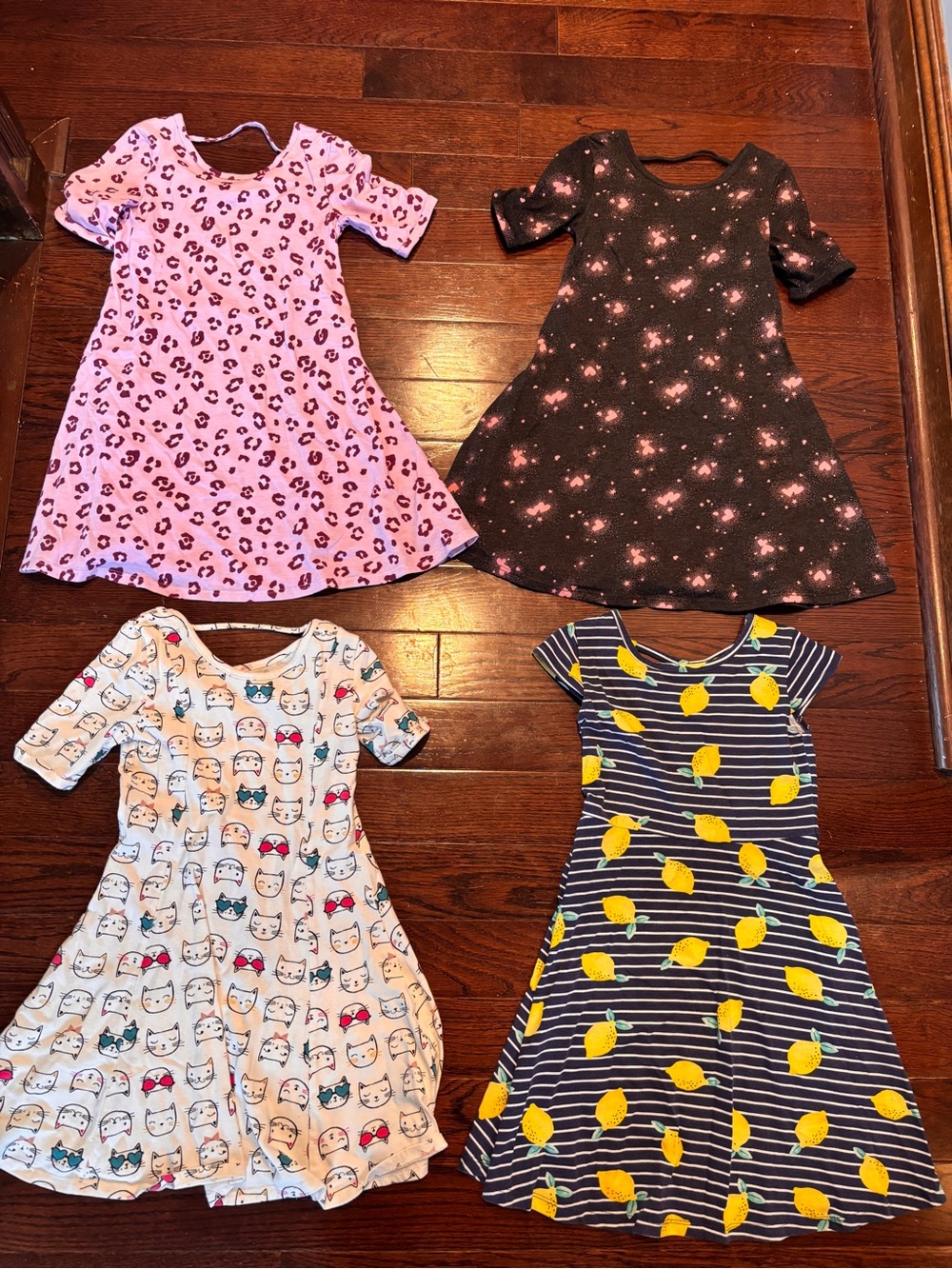 jumping beans Navy Stripe Lemon A-Line Dress with Yellow Print
